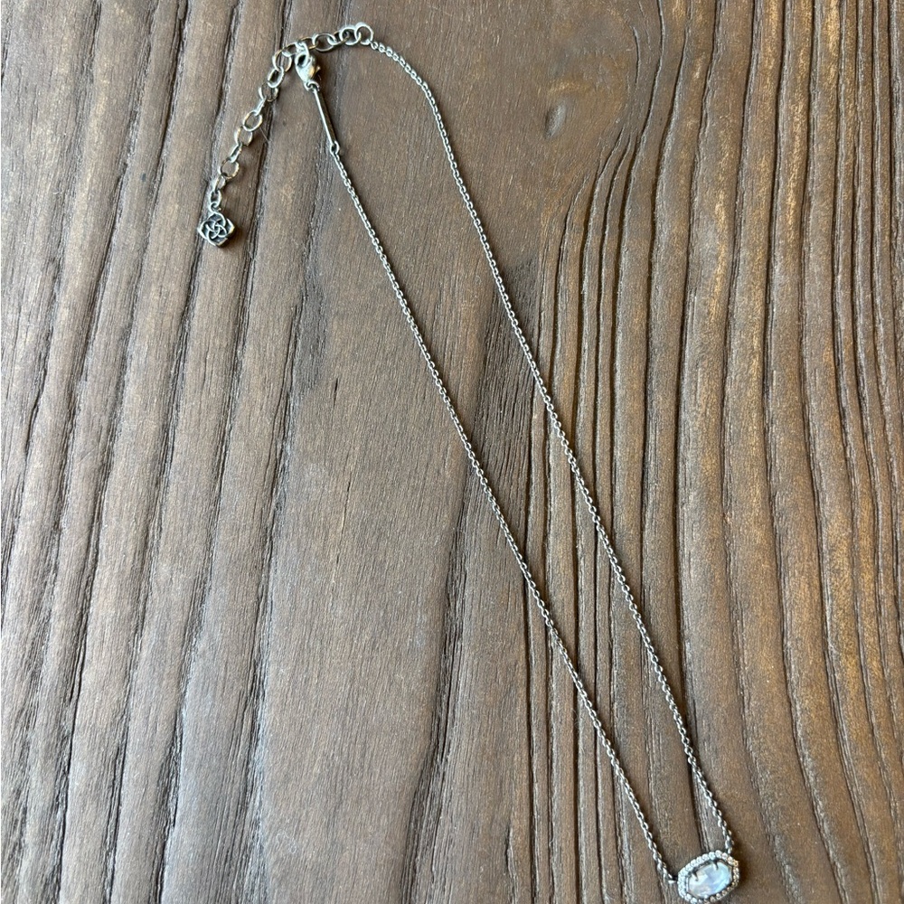 Kendra Scott Silver Necklace with Oval Pendant
